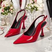Women's Pointed Toe High Heels Glossy Synthetic Elegant Shoes for Office or Wedding
