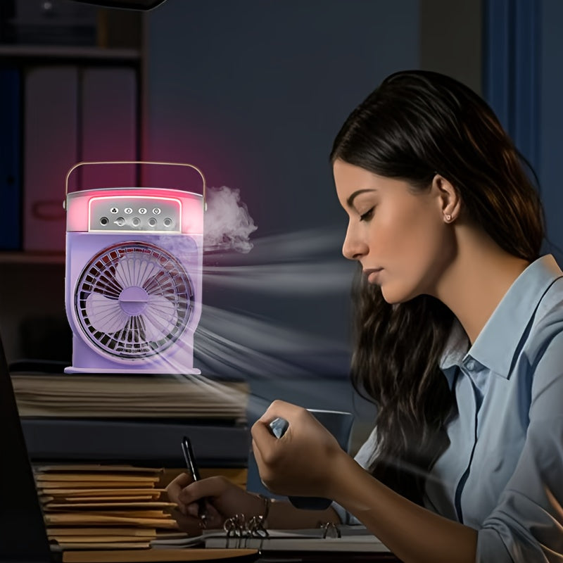 600ml tankli USB Spray Fan, LED chiroq, cheksiz tezlikni boshqarish, uy/ofis/yotoqxona uchun portativ.