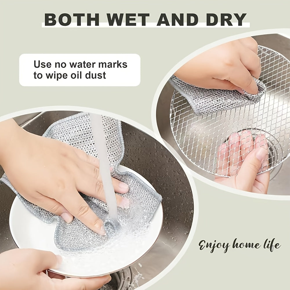 Set of 20 Microfiber Steel Fleece Scrub Pads for Wet Dry Cleaning