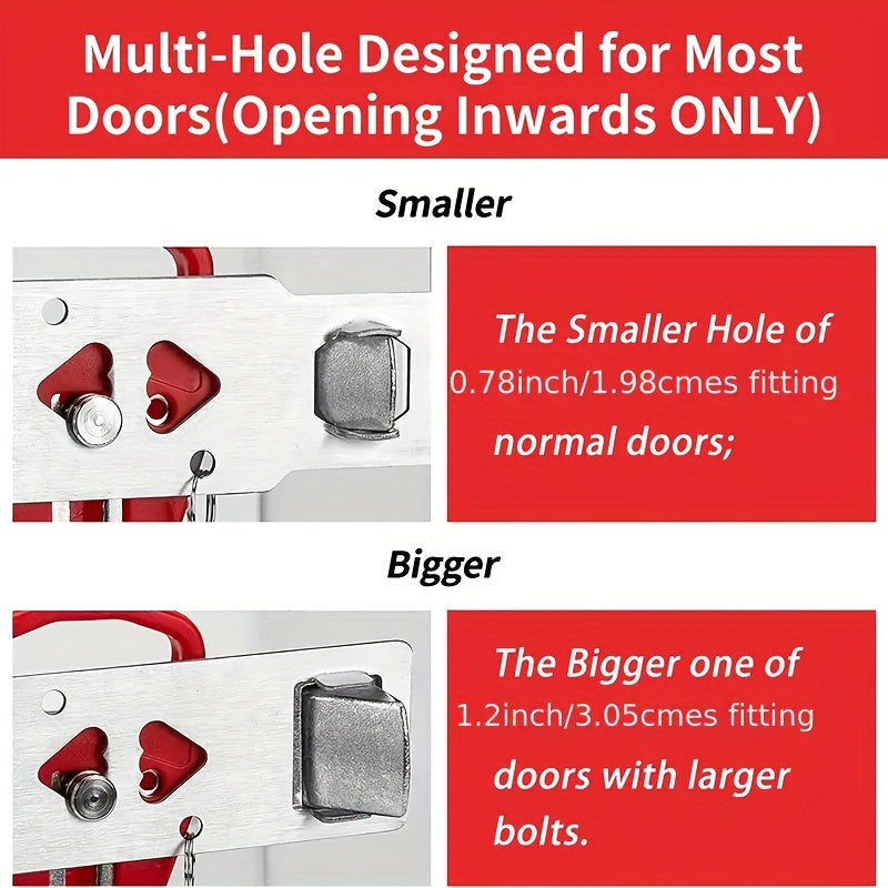 Portable Door Lock with Keychain Durable Plastic Security Latch for Travel or Home Red Blue Black