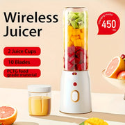 Portable Electric Juicer Cup for Travel and Home Use with Double Cup Option