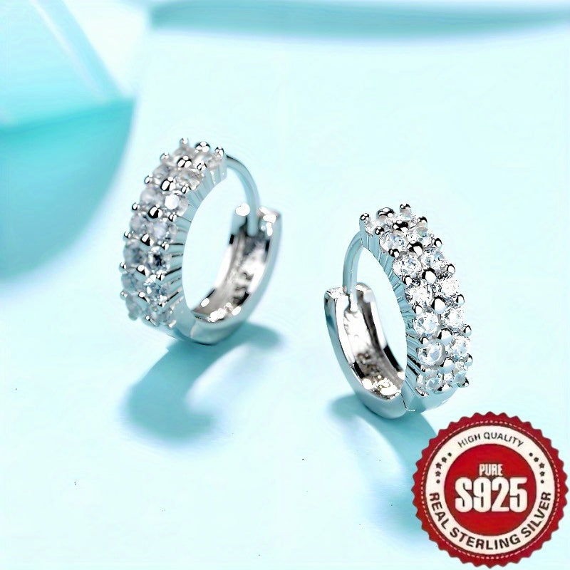 Pendientes de plata 925 con incrustación de zirconio sintético, joyería retro elegante para uso diario o de fiesta