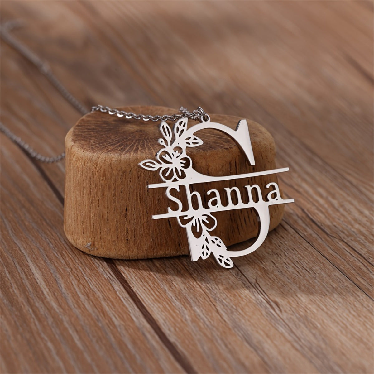 Gold Tone Stainless Steel Necklace with Floral Pendant for Women