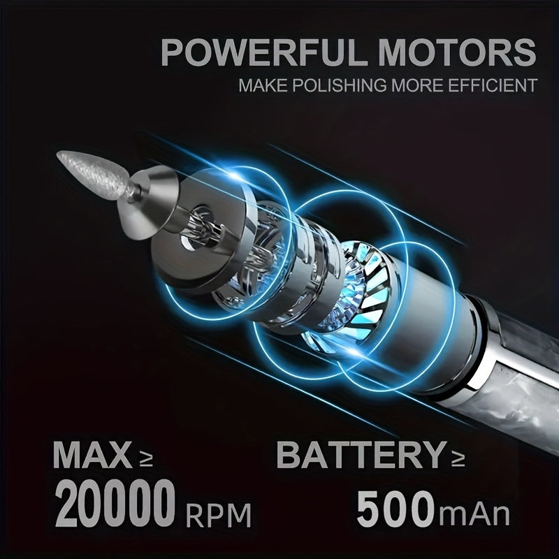 Маникюрный полировщик с 18 насадками, перезаряжаемый, USB-зарядка, многофункциональный инструмент для ногтей