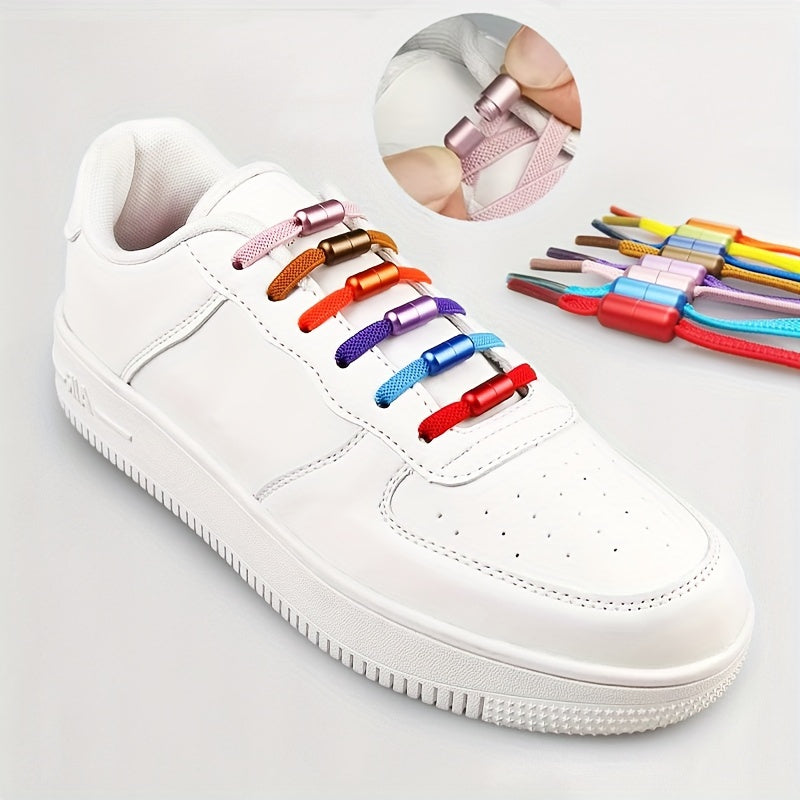 Elastic Shoelaces for Adults and Youths, Metal Caps, No Tying Needed