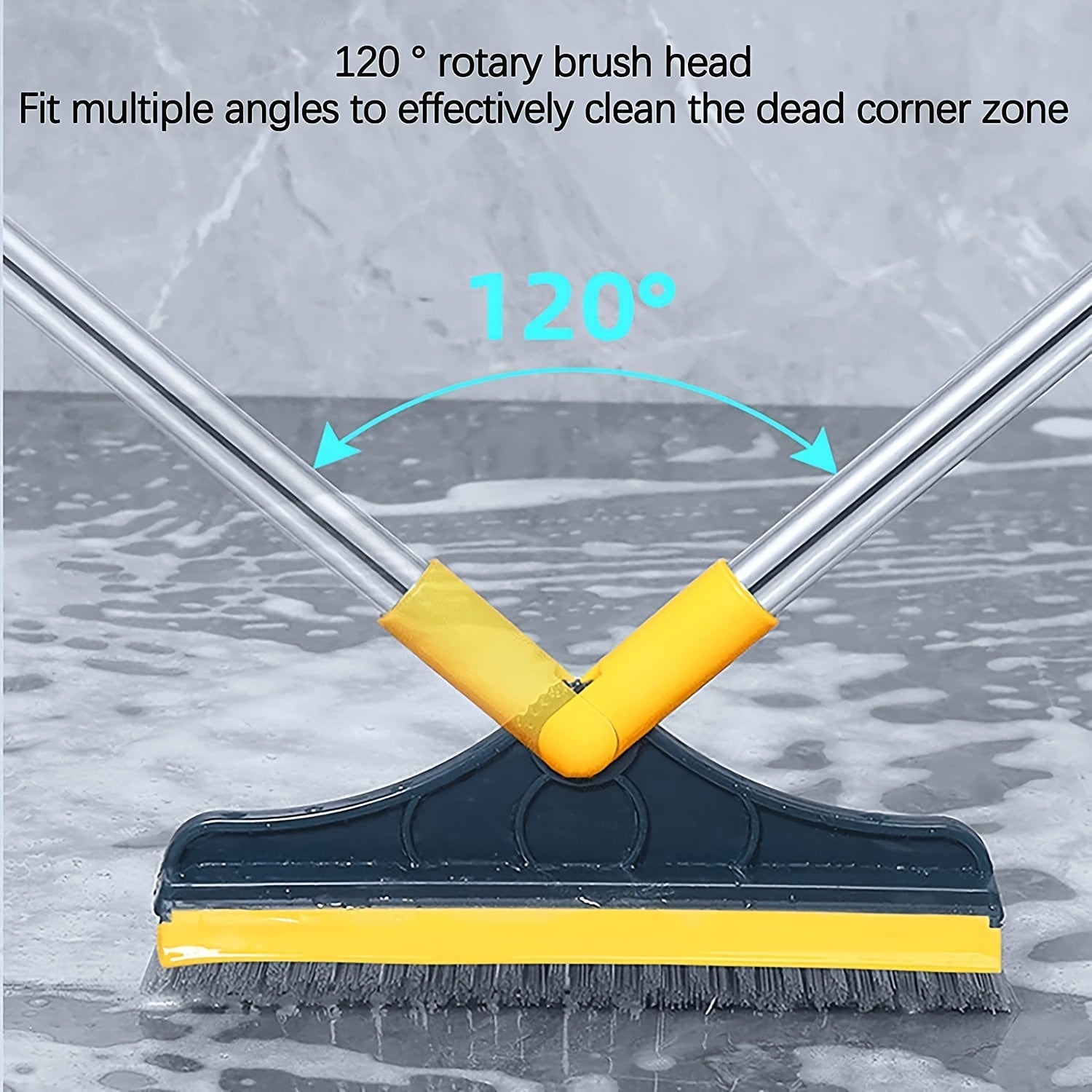2-in-1 Multi-Surface Cleaning Brush with Long Handle and Squeegee