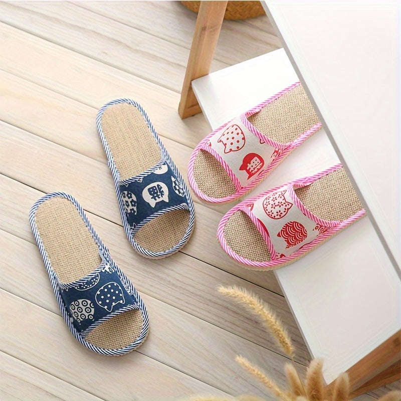 Unisex Linen Disposable Slippers for Guests Indoor Breathable Comfort