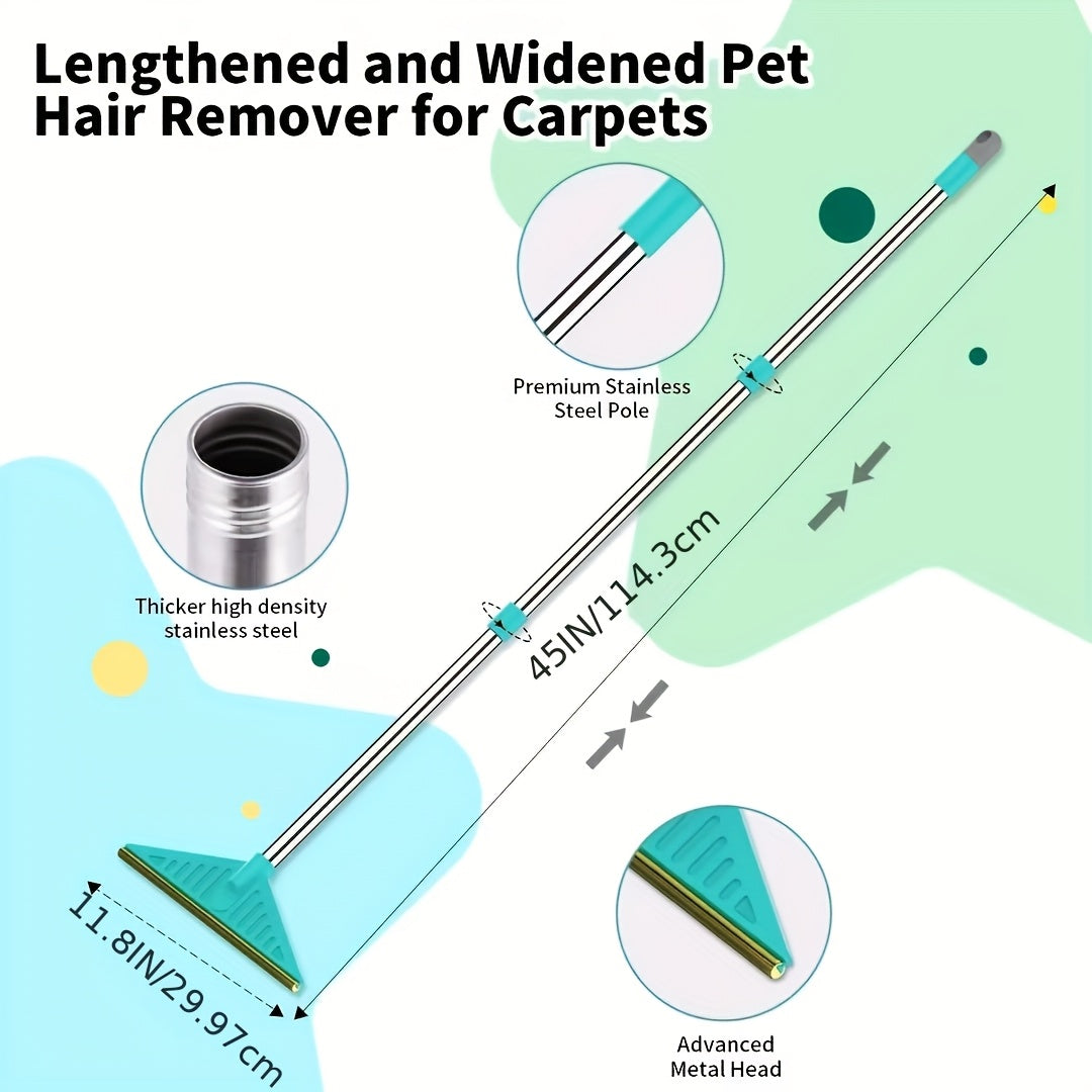 Long-Handled Pet Hair Remover Brush for Carpets Couches and Beds