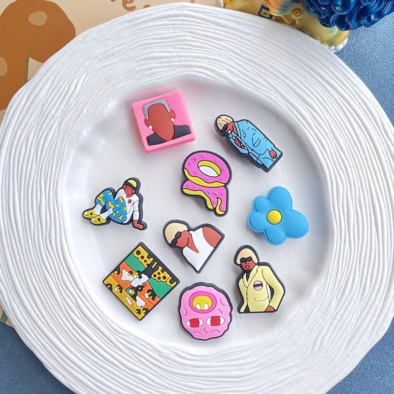 Kids PVC Shoe Charms Set, Colorful Cartoon Characters, Removable Accessory