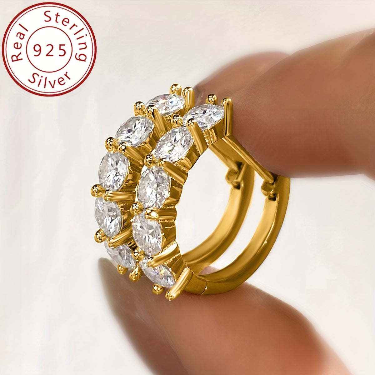 Sterling Silver Ladies Earrings with Mozambique Stone 0.3ct for Wedding Anniversary