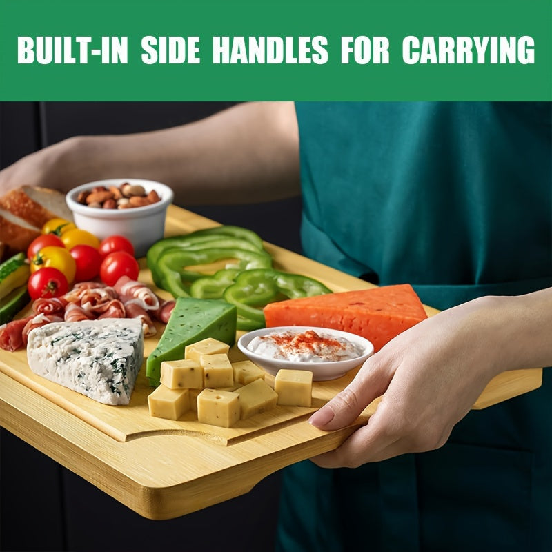 Juego de 4 tablas de cortar de bambú con soporte para frutas, verduras y carnes