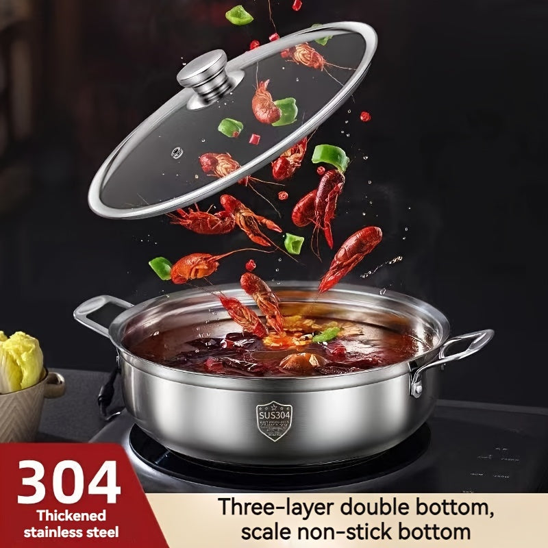 Olla de sopa de acero inoxidable 304 con construcción gruesa y base de ahorro de energía