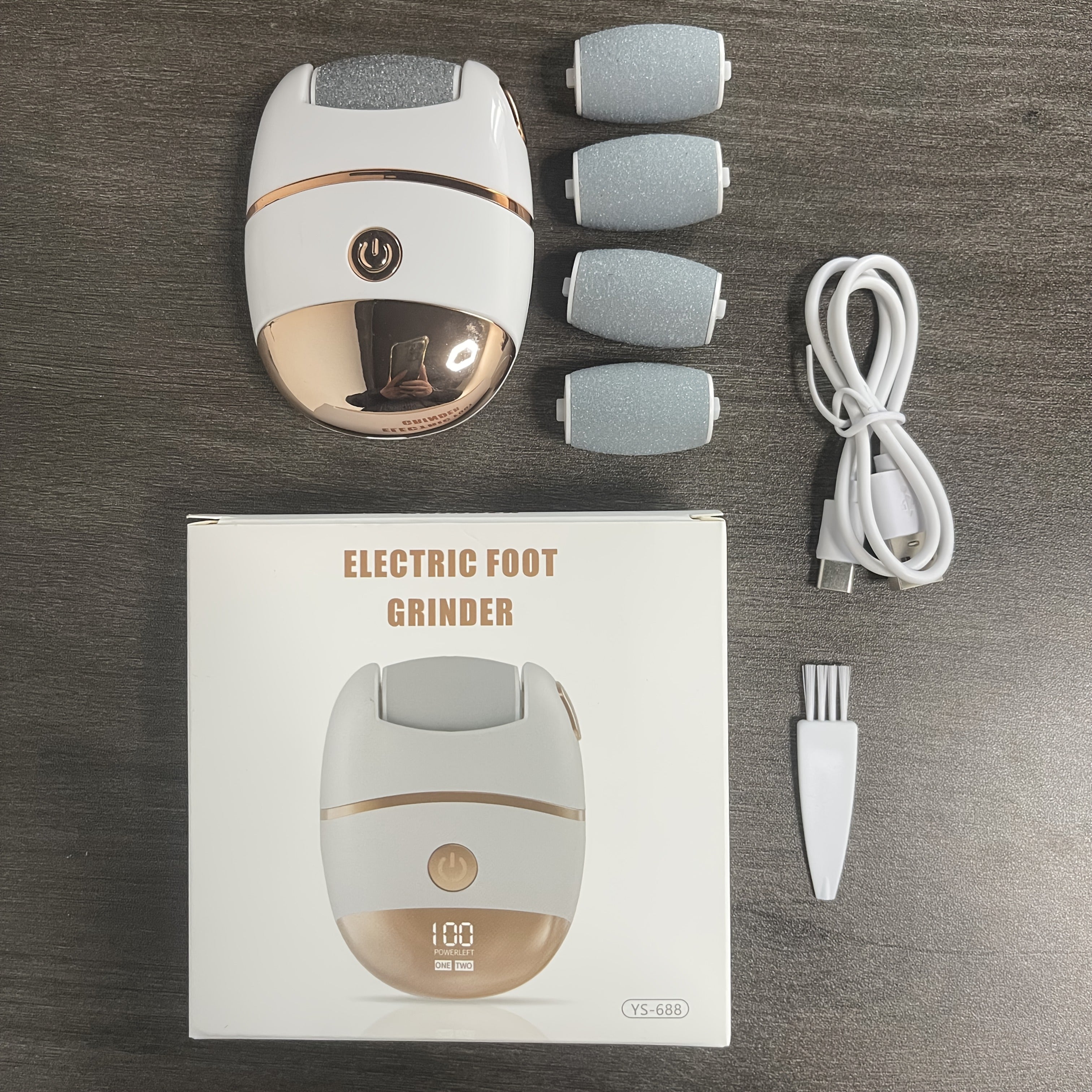 Electric Foot Grinder with LED Display and Spare Heads for Calloused Skin Removal Portable Cordless Pedicure Tool