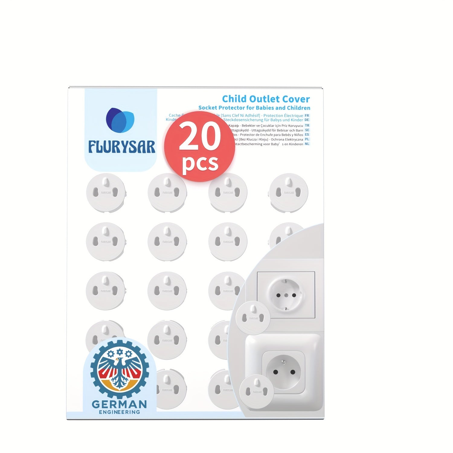 20-Pack White BPA-Free ABS Outlet Covers for Child Safety