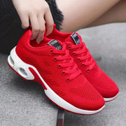 Women's Breathable Knit Running Shoes Air Cushion Lightweight Anti-Slip White
