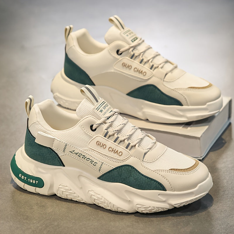 Zapatillas casuales masculinas con suela de espuma suave, antideslizantes y con cordones para exteriores