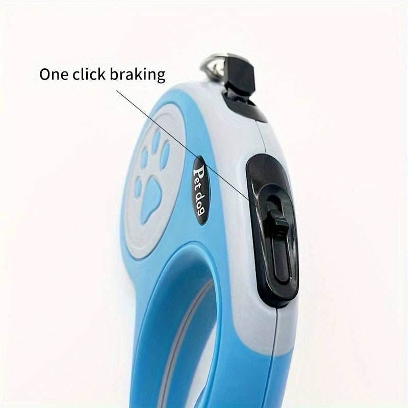 Nylon Retractable Dog Leash with One-Button Control for Small and Medium Pets