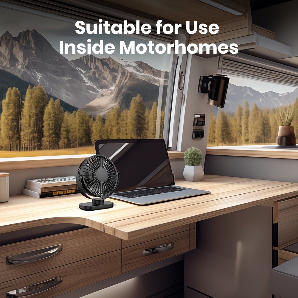 Personal USB Clip Desk Fan with Powerful Airflow, Whisper-Quiet, Portable, Adjustable Clamp