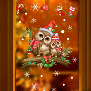 Christmas Owl Window Decals Vinyl Holiday Decor 30x35cm Double-Sided