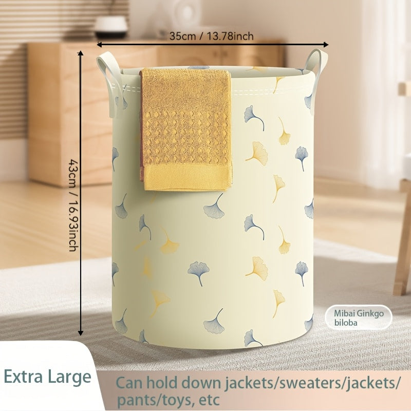 Waterproof Laundry Hamper with Handles Blue Fabric Storage Basket for Home Bathroom Dorm