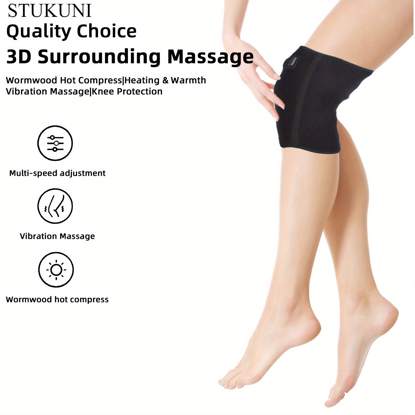 USB Heated Knee Brace with Vibration 3 Heat Settings 3 Massage Modes Timer Non-Battery Operated
