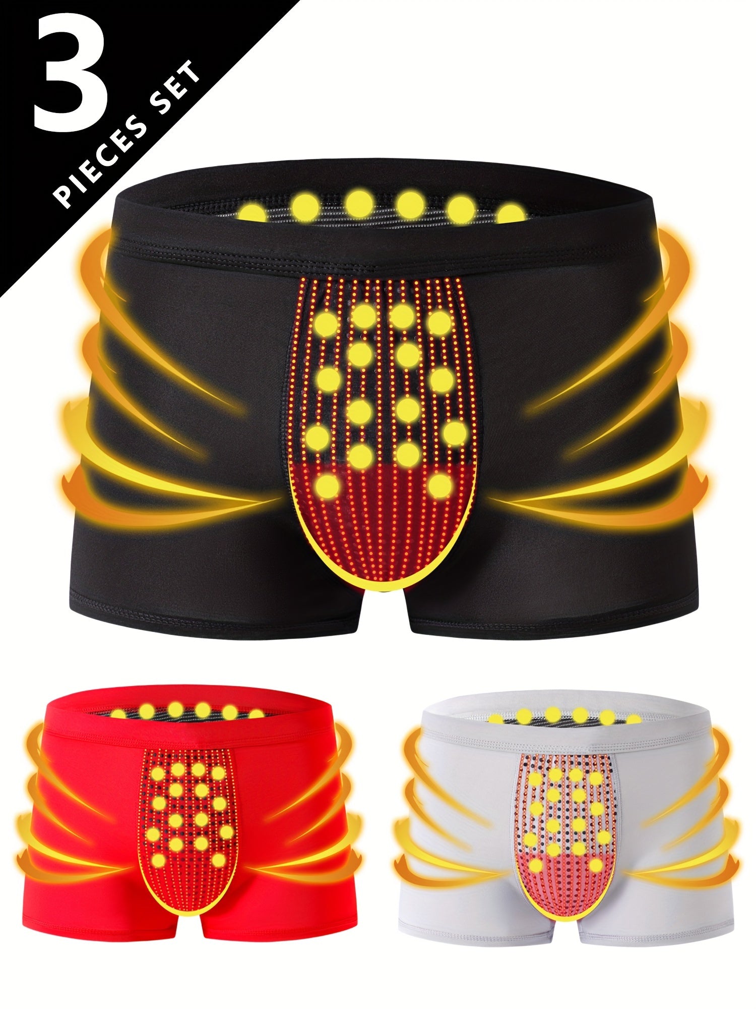 Set of 3 Men's Flat Corner Underwear Soft Comfortable Elastic Waistband Polyester