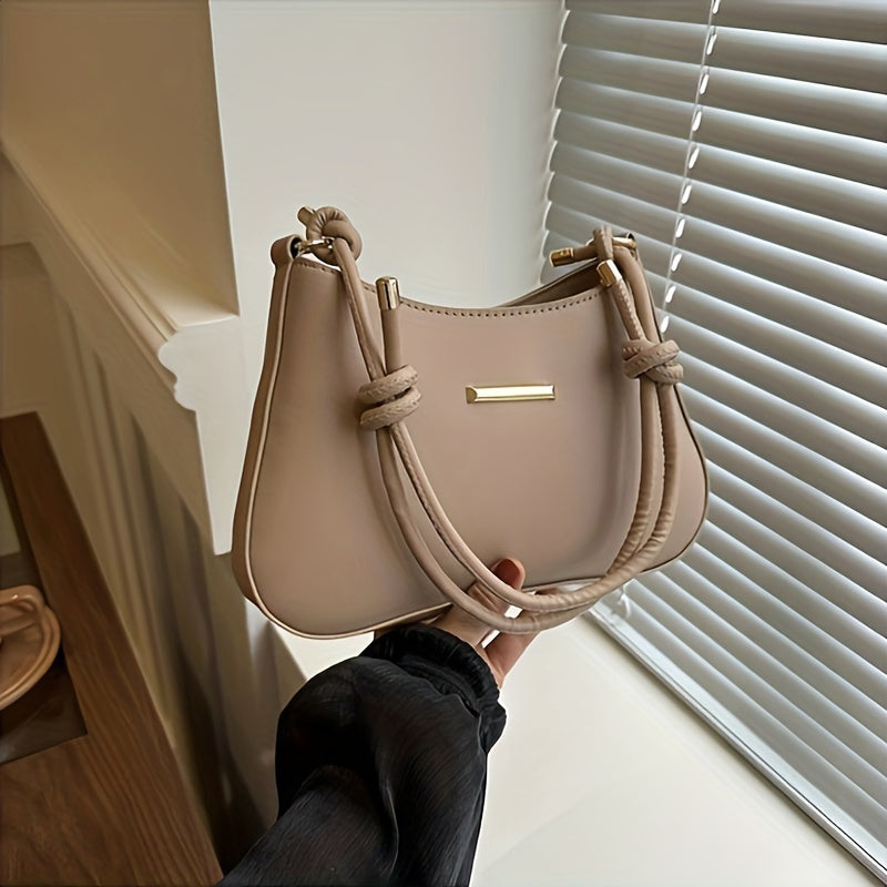 Black Square Handbag with Zipper Closure Crossbody Edge Paint Detail PU Casual Women's