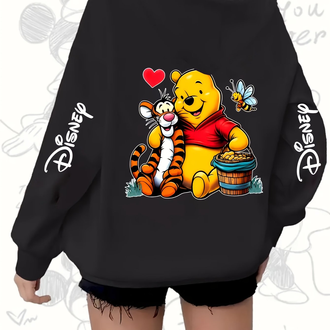 Women's Plus Size Cartoon Hoodie Zip-Up Jacket Casual Wear Oversized