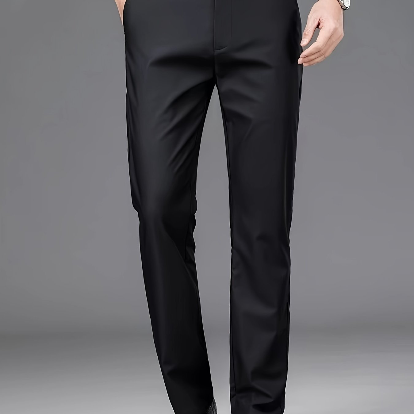 Men's Straight Leg Suit Pants Polyester Solid Casual Formal Autumn Winter