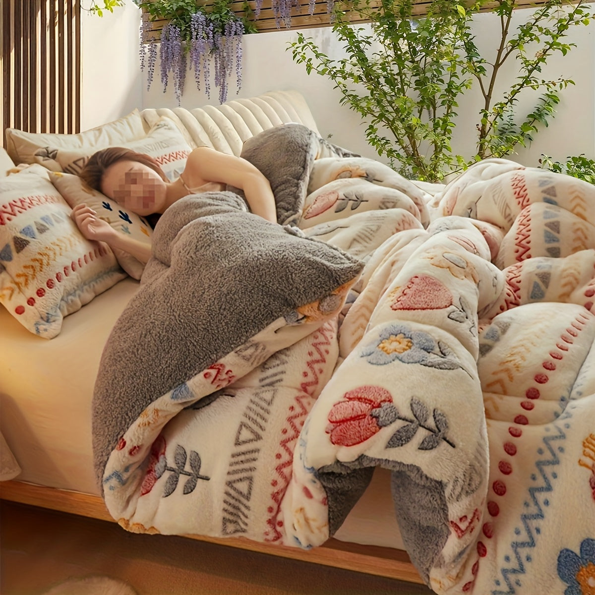 Boho Floral Quilt Polyester Fiber Woven Yellow for Bedroom Guest Room All Seasons