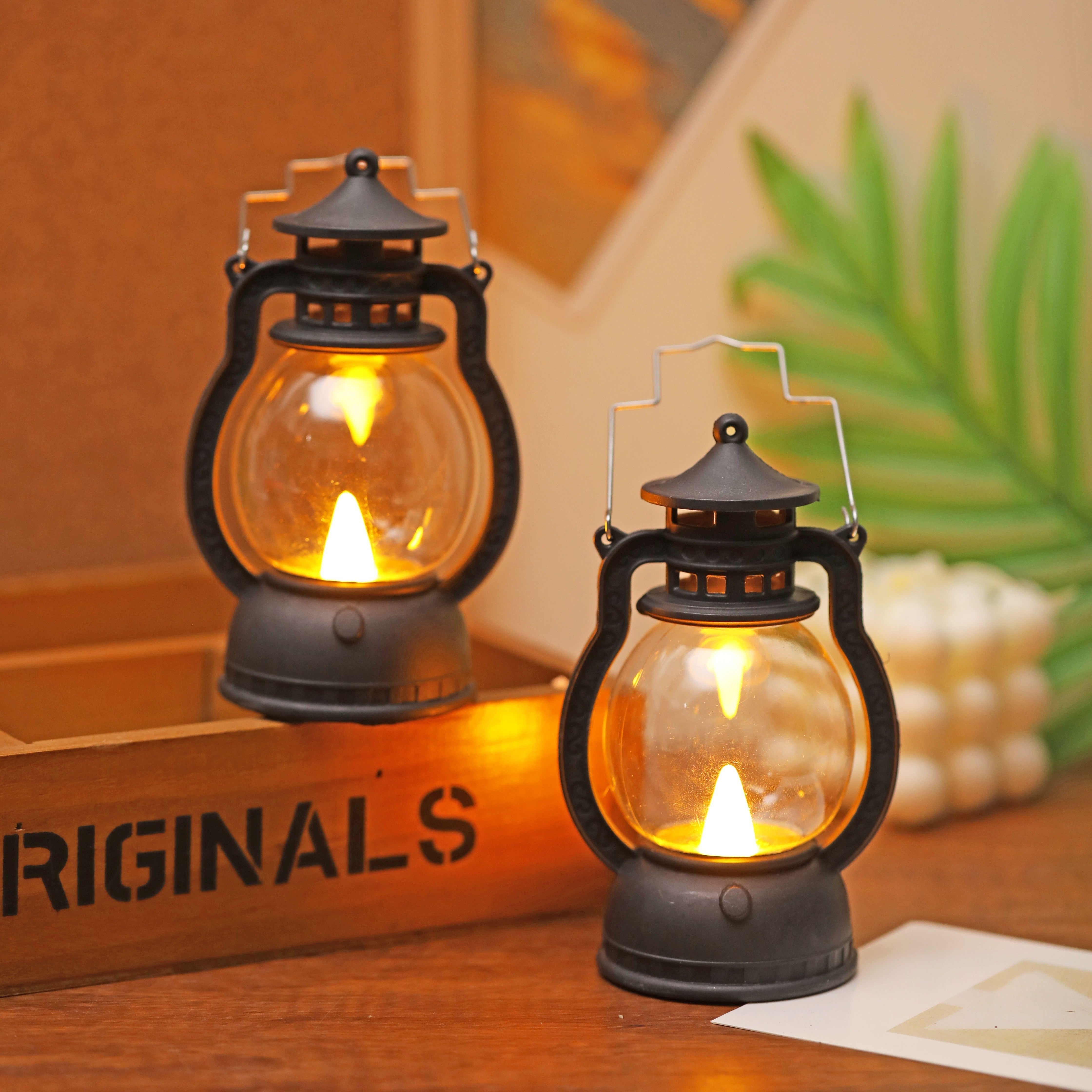 Mini LED Lantern with Battery Included for Decoration Bedroom Party Holiday Faux Candle Light