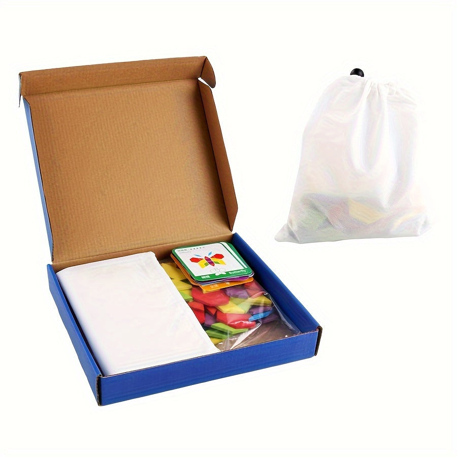 Bloques de patrones geométricos de madera para niños de 4 a 8 años con 24 tarjetas de diseño