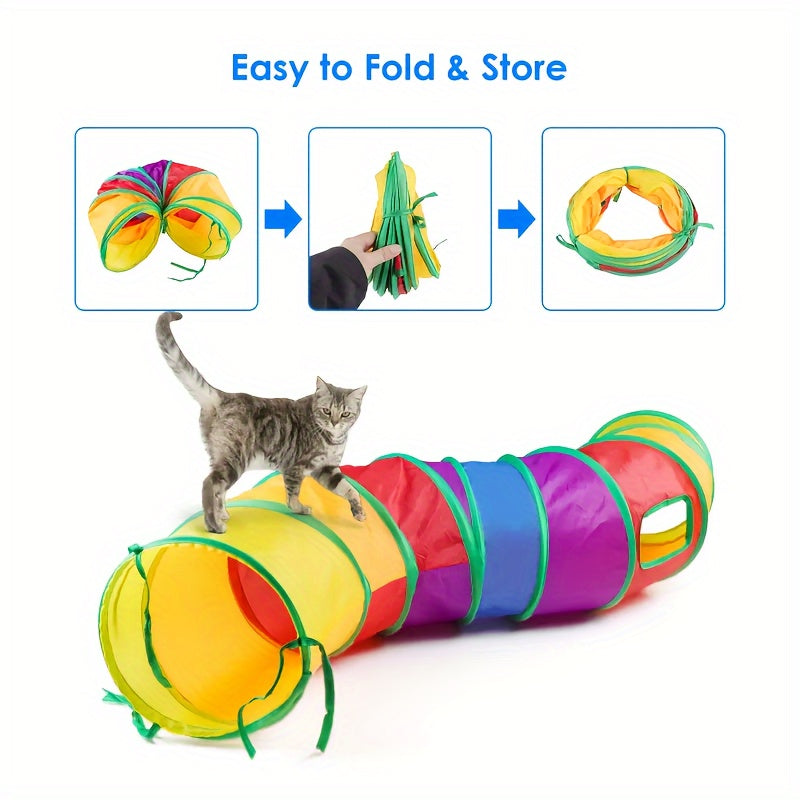 Foldable Fabric Cat Maze Tunnel for Indoor Play Exercise Hideaway