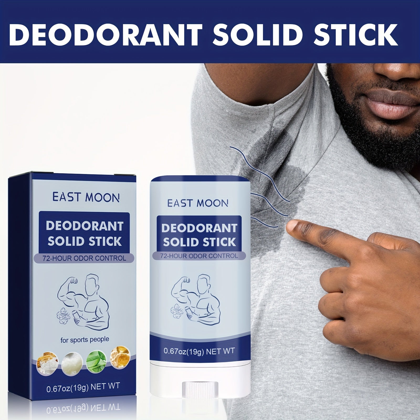 Men's Solid Deodorant Stick 72-Hour Odor Protection Long-Lasting Fragrance