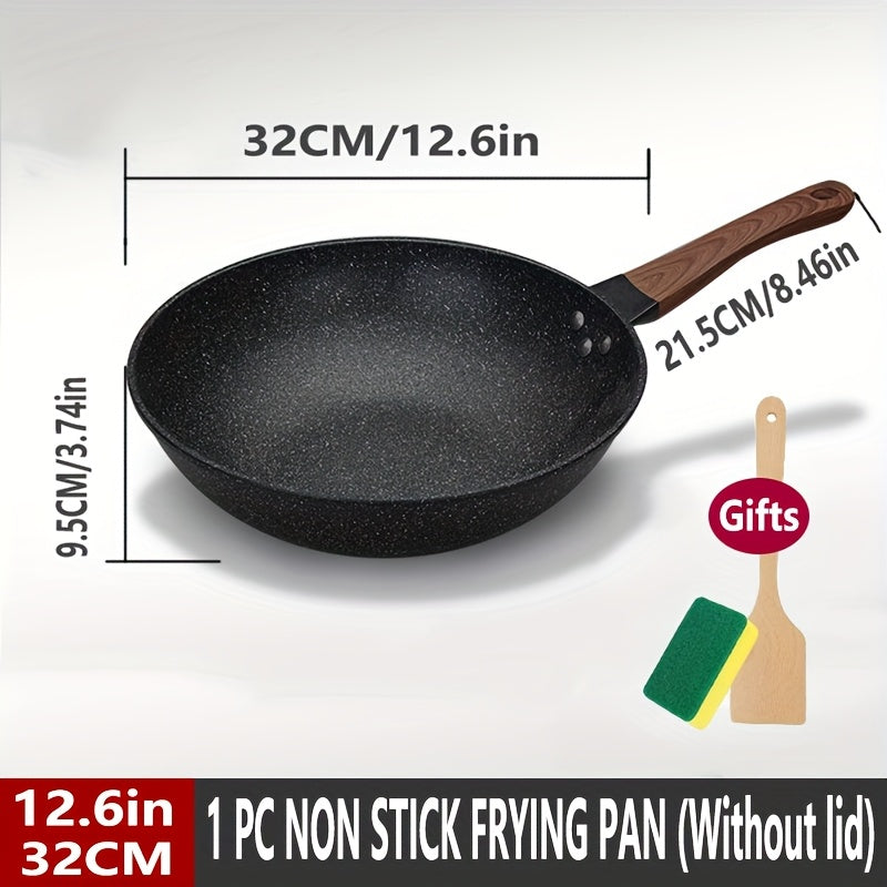 Green Cast Iron Non-Stick Frying Pan 1-Piece Smokeless Induction Gas Compatible