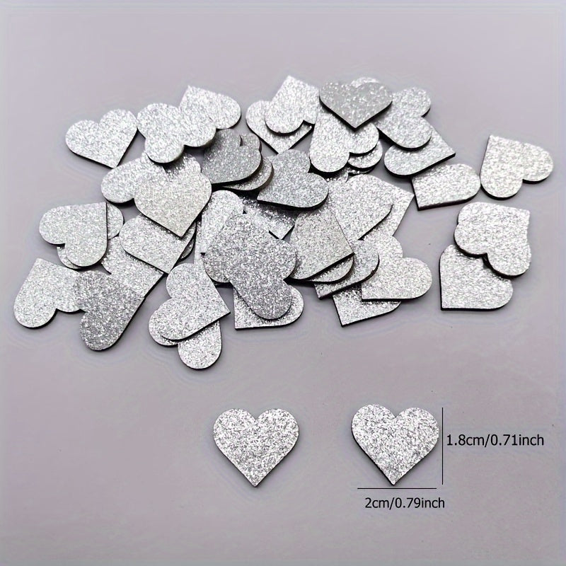 Wooden Peach Heart Decoration with Gold and Silver Glitter for Wedding Table