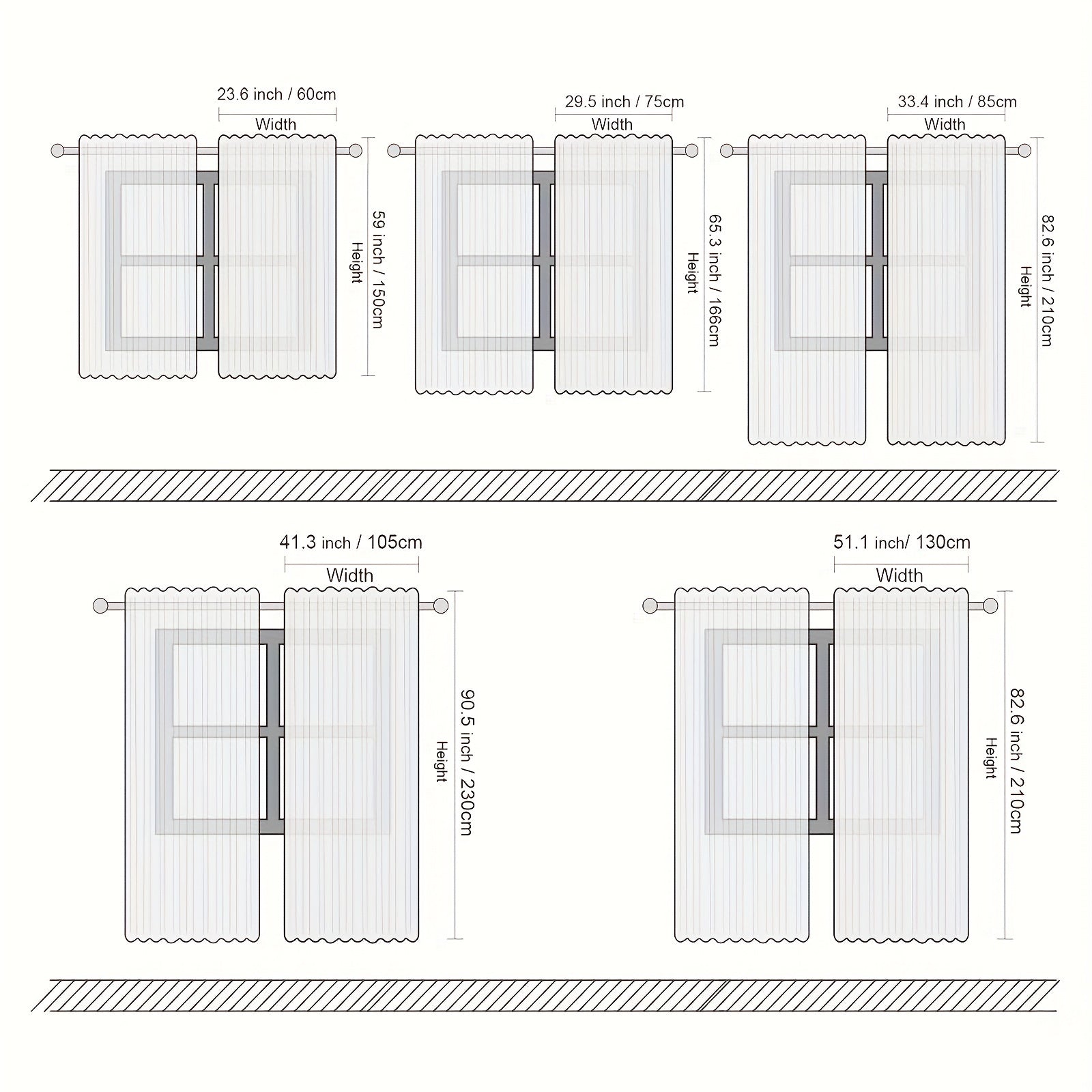Set of Two Eyelash Printed Curtains, Rod Pocket Window Treatments for Bedroom and Living Room