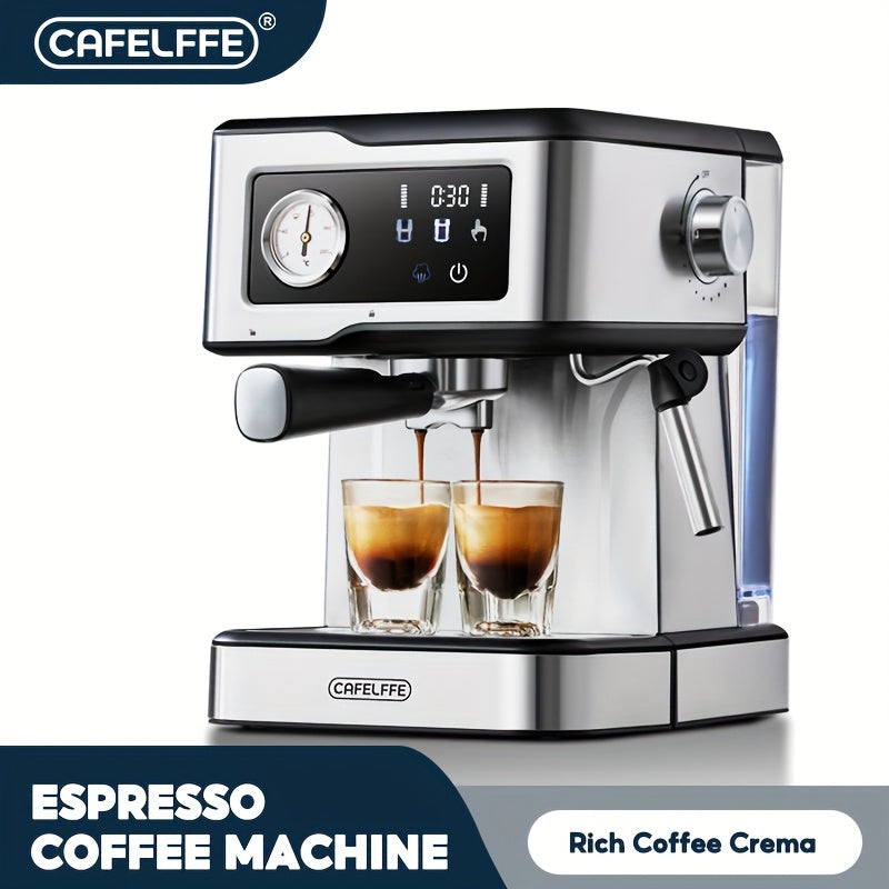 Programmable Espresso Machine with 20 Bar Pump LCD Touchscreen Stainless Steel Milk Frother 1.5L Water Tank