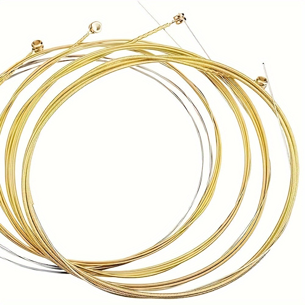 Cuerdas de guitarra acústica de bronce, núcleo de acero hexagonal, color amarillo claro, 6 cuerdas
