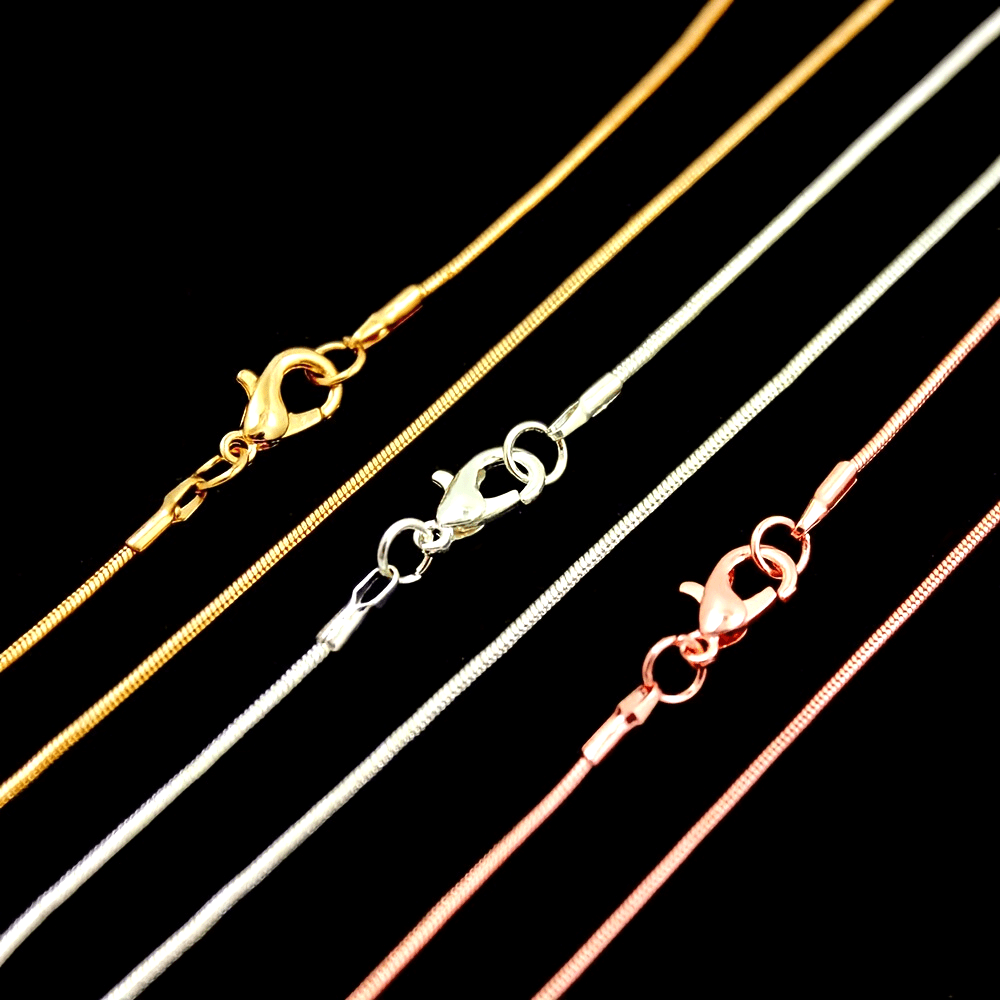 10 Pieces of Snake Chain Jewelry Sets in Rose Gold Gold and Rhodium Plating 16-30 Inch for DIY Crafting