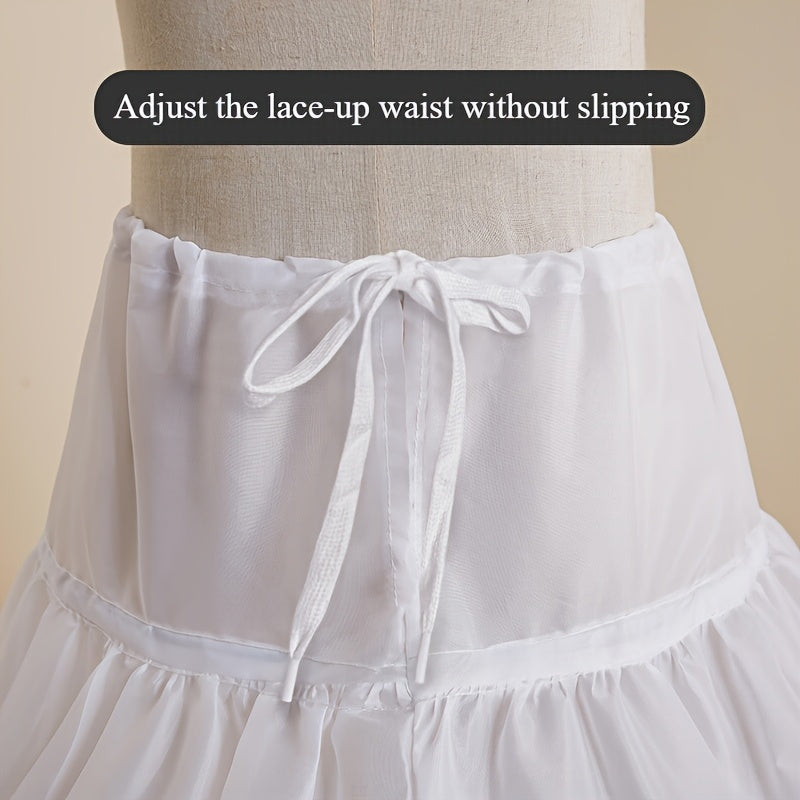Elegant Bridal Petticoat with Adjustable Waist and Three Hoops for Wedding Dresses