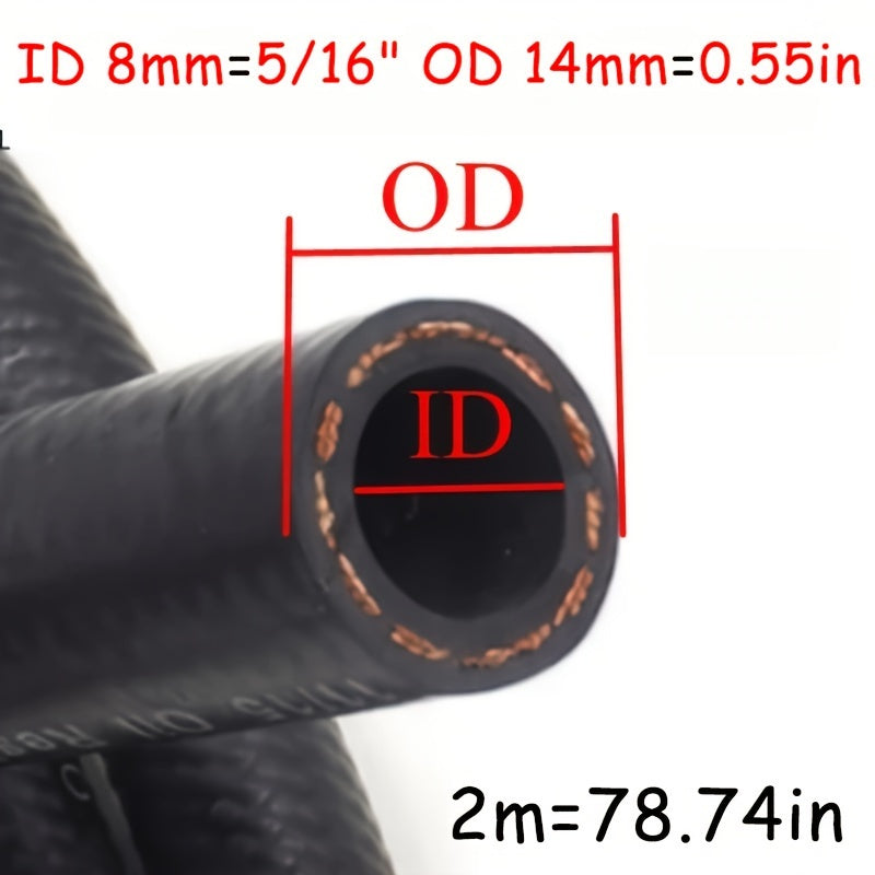 Fuel Hose 150PSI Rubber 200cm for Gasoline Diesel Automotive