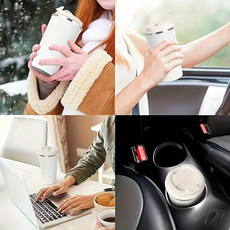 White 17oz Stainless Steel Travel Mug Leak-Proof Insulated Hot Coffee Tumbler