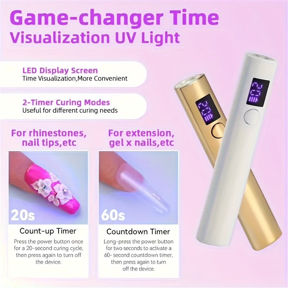 USB Rechargeable Mini LED Nail Lamp with Digital Timer for Home and Salon Manicures