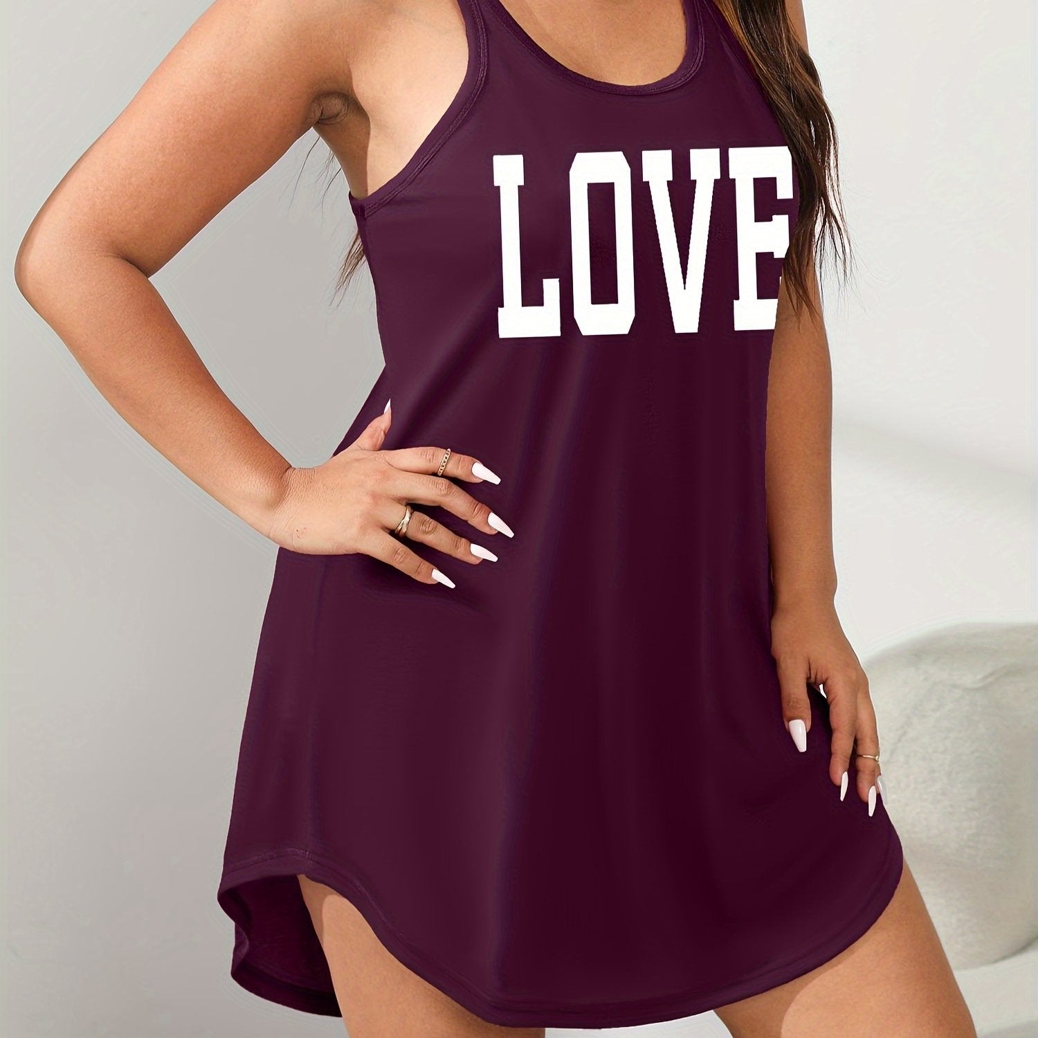 Plus Size Women's Sleeveless Sleep Dress Olive Green Lounge Nightgown