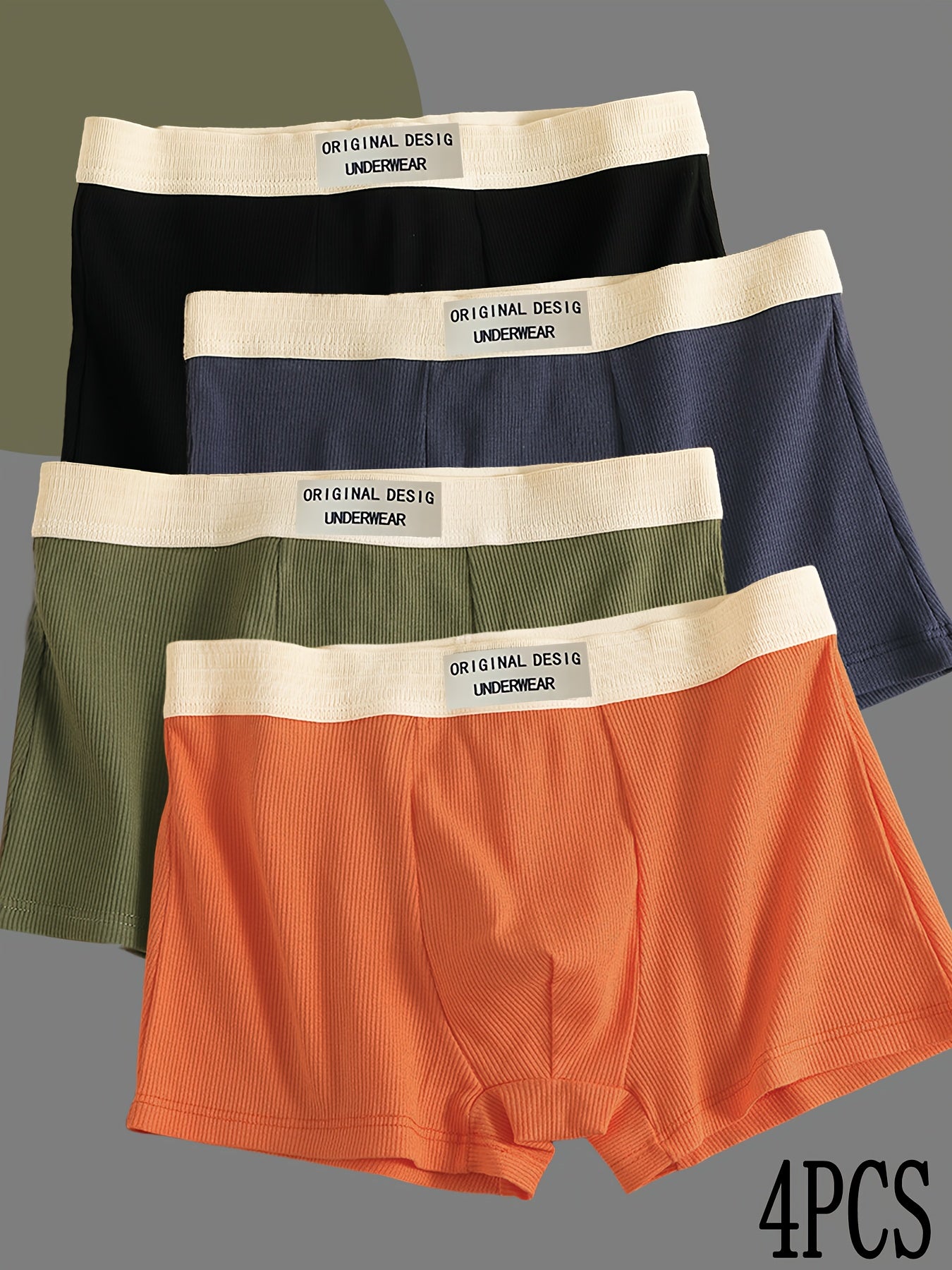 4-Pack Erkaklar uchun Boxer Briefs, 95% Polyester va 5% Spandexdan tayyorlangan, o'rtacha cho'ziluvchan trikotaj mato, bir rangli qisqa ichki kiyim, tasodifiy sport trunks, engil va qulay moslik.