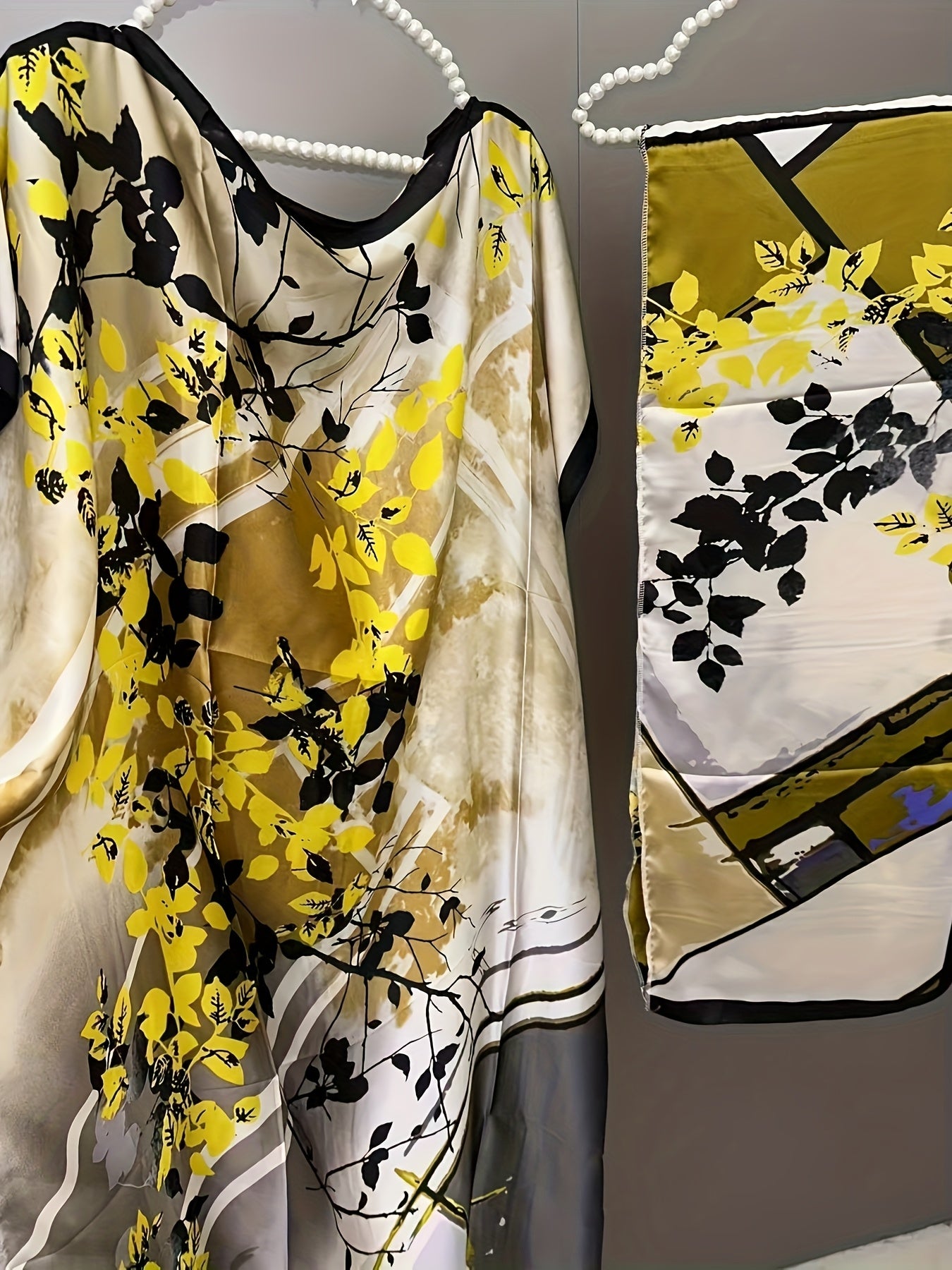 Women's Floral Maxi Dress Batwing Sleeves Boat Neck Loose Fit Summer Beachwear