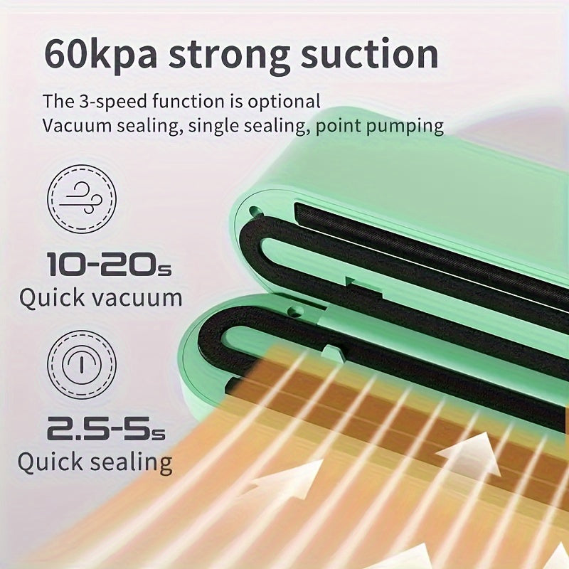 Qayta to'ldiriladigan vakuum yopishtiruvchi 1200mAh batareya bilan oziq-ovqatni saqlash va atıştırmalıklarni yopishtirish uchun