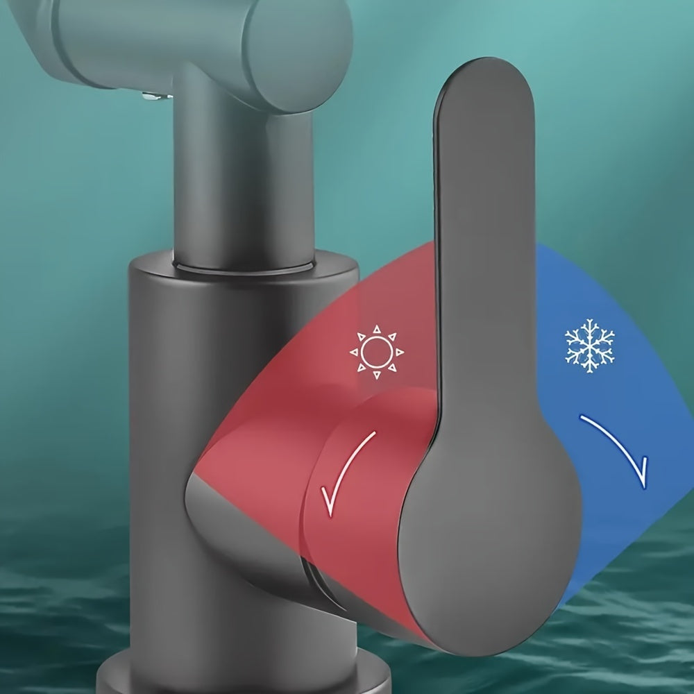 Grifo de baño de una sola manija con agua caliente y fría, plástico, resistente a la corrosión, ahorrador de agua