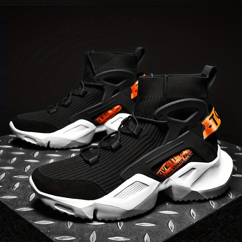 Men's High-Top Casual Sneakers with Thick Breathable Soles and Anti-Slip Design